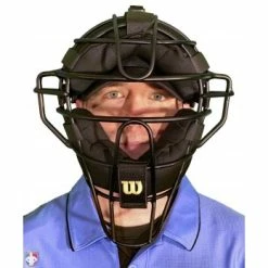 Wilson Umpire Gear Wilson Dyna-Lite Aluminum Umpire Mask With Memory Foam -Cheap Bats Store A3009 AL Wilson Dyna Lite Aluminum Umpire Mask with Memory Foam Worn Front View