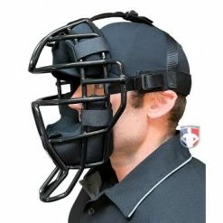 Wilson Umpire Gear Wilson Dyna-Lite Steel Umpire Mask With Memory Foam -Cheap Bats Store A3009X MEM Wilson Dyna Lite Steel Umpire Mask with Memory Foam worn side