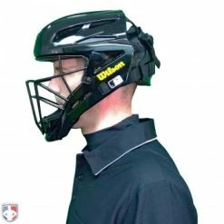 Wilson Umpire Gear Wilson MLB Pro Stock Steel Umpire Helmet -Cheap Bats Store A5801 Wilson Pro Stock Steel Umpire Helmet Worn Side View