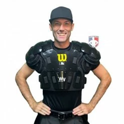 Wilson Umpire Gear Wilson MLB West Vest Pro Gold 2 Air Management Umpire Chest Protector -Cheap Bats Store B7204 Wilson MLB West Vest Pro Gold 2 Air Management Umpire Chest Protector worn front