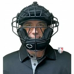 EvoShield MLB Black Pro-SRZ Windpact Catcher Mask -Cheap Bats Store EVO MASK BK Evo Shield MLB Steel Mask with Windpact Front worn 1
