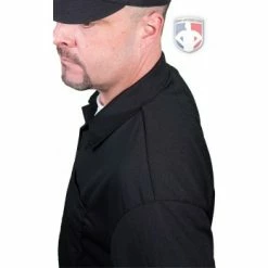 Smitty Umpire Smitty Vertical Stripe Umpire Shirt - Black -Cheap Bats Store Eric BB310SSBlack Shoulder