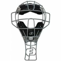 Force3 Umpire Gear Force3 Defender Umpire Throat Guard -Cheap Bats Store F3 DMTG SV Force3 Defender Umpire Throat Guard Silver Attached to Mask View