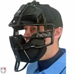 ALL-STAR Umpire Gear All-Star Black Magnesium Umpire Mask With Black LUC -Cheap Bats Store FM4000 MAG UMP BK BK Worn Angled