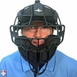 ALL-STAR Umpire Gear All-Star Black Magnesium Umpire Mask With Black LUC -Cheap Bats Store FM4000 MAG UMP BK BK Worn Front