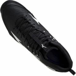 Mizuno Ambition 2 All-Surface Black & White Mid-Cut Shoes 9 Mizuno Ambition 2 All-Surface Black & White Mid-Cut Shoes -Cheap Bats Store MZ AB2M Mizuno Ambition 2 All Surface Black White Mid Cut Shoes top angle