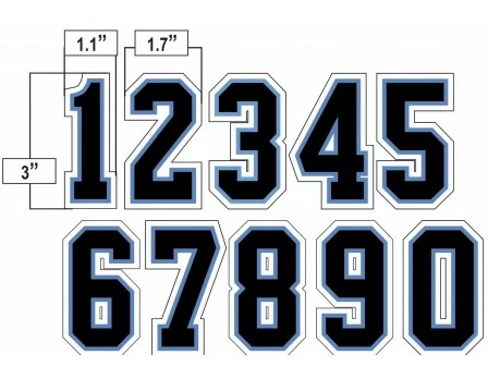 3" Black On Light Blue On White Precision-Cut Number 4 3" Black On Light Blue On White Precision-Cut Number - Image 2