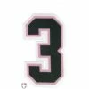 3" Black On Pink On White Precision-Cut Number -Cheap Bats Store N3 SUB BPKW