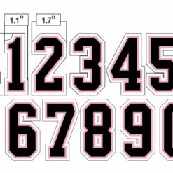 3" Black On Pink On White Precision-Cut Number -Cheap Bats Store N3 SUB BPKW All Together 1