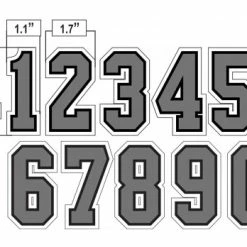 3" Grey On Black On White Precision-Cut Number 6 3" Grey On Black On White Precision-Cut Number -Cheap Bats Store N3 SUB GYBW All Together