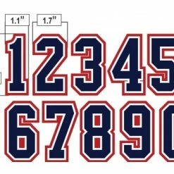 3" Navy On White On Red Precision-Cut Number -Cheap Bats Store N3 SUB NWR All Together