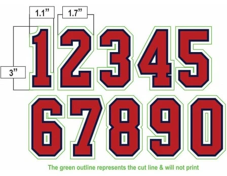 3" Red On Navy On White Precision-Cut Number 6 3" Red On Navy On White Precision-Cut Number - Image 4