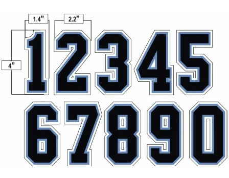 4" Black On Light Blue On White Precision-Cut Number 4 4" Black On Light Blue On White Precision-Cut Number - Image 2