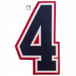 4" Navy On White On Red Precision-Cut Number