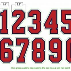 4" Red On Navy On White Precision-Cut Number -Cheap Bats Store N4 SUB RNW All Together