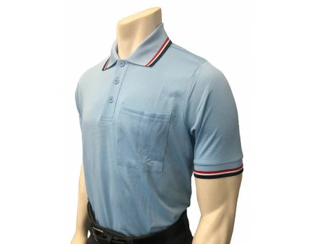 Smitty Umpire Smitty Short Sleeve Body Flex Umpire Shirt - Powder Blue With Red-White-Navy Trim 3 Smitty Umpire Smitty Short Sleeve Body Flex Umpire Shirt - Powder Blue With Red-White-Navy Trim