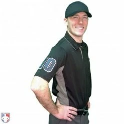 Smitty Umpire Smitty V2 Major League Replica Umpire Shirt - Black With Charcoal Grey -Cheap Bats Store S314 BK with N4 SUB GYBW
