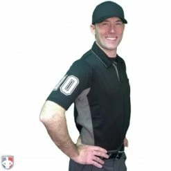 Smitty Umpire Smitty V2 Major League Replica Umpire Shirt - Black With Charcoal Grey -Cheap Bats Store S314 BK with N4 SUB WBW