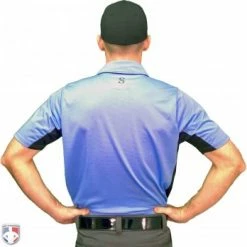 Smitty Umpire Smitty V2 Major League Replica Umpire Shirt - Sky Blue With Black -Cheap Bats Store S314 SB Smitty V2 Major League Replica Umpire Shirt Sky Blue with Black Worn Back