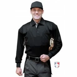 Smitty Umpire Smitty V2 Major League Replica Long Sleeve Umpire Shirt - Black With Charcoal Grey 9 Smitty Umpire Smitty V2 Major League Replica Long Sleeve Umpire Shirt - Black With Charcoal Grey -Cheap Bats Store S315 BK Smitty V2 Major League Replica Long Sleeve Umpire Shirt Black with Charcoal Grey front cp