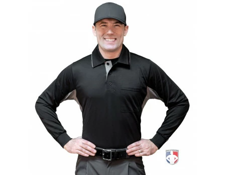 Smitty Umpire Smitty V2 Major League Replica Long Sleeve Umpire Shirt - Black With Charcoal Grey 4 Smitty Umpire Smitty V2 Major League Replica Long Sleeve Umpire Shirt - Black With Charcoal Grey - Image 2