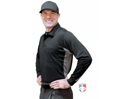 Smitty Umpire Smitty V2 Major League Replica Long Sleeve Umpire Shirt - Black With Charcoal Grey 3 Smitty Umpire Smitty V2 Major League Replica Long Sleeve Umpire Shirt - Black With Charcoal Grey