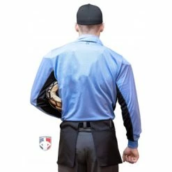 Smitty Umpire Smitty V2 Major League Replica Long Sleeve Umpire Shirt - Sky Blue With Black -Cheap Bats Store S315 SB Smitty V2 Major League Replica Long Sleeve Umpire Shirt Sky Blue with Black back cp 1