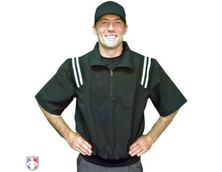 Smitty Umpire Smitty Traditional Half-Zip Short Sleeve Umpire Jacket - Black And White 3 Smitty Umpire Smitty Traditional Half-Zip Short Sleeve Umpire Jacket - Black And White