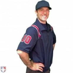 Smitty Umpire Smitty Traditional Half-Zip Short Sleeve Umpire Jacket - Navy And Red 8 Smitty Umpire Smitty Traditional Half-Zip Short Sleeve Umpire Jacket - Navy And Red -Cheap Bats Store S324 N R W Smitty Traditonal Half Zip Short Sleeve Umpire Jacket Navy and Red Worn Front Angled View with N4 SUB RNW