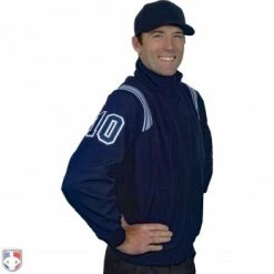 Smitty Umpire Smitty Major League Style Fleece Lined Umpire Jacket - Navy And Polo Blue 7 Smitty Umpire Smitty Major League Style Fleece Lined Umpire Jacket - Navy And Polo Blue -Cheap Bats Store S330 N PB Smitty Major League Style Fleece Lined Umpire Jacket Navy with Powder Blue Front Angled View with Navy on Powder Blue on White Precision Cut Numbers 1