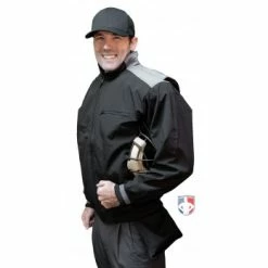 Smitty Umpire Smitty Major League Replica Thermal Umpire Jacket - Black With Charcoal Grey -Cheap Bats Store S341 Smitty Major League Replica Thermal Umpire Jacket Black with Charcoal Grey angled plate