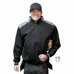Smitty Umpire Smitty Major League Replica Thermal Umpire Jacket - Black With Charcoal Grey -Cheap Bats Store S341 Smitty Major League Replica Thermal Umpire Jacket Black with Charcoal Grey front plate