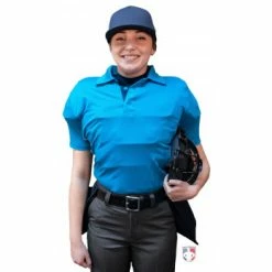 Smitty Umpire Smitty NCAA Softball Short Sleeve Body Flex Women's Umpire Shirt - Bright Blue -Cheap Bats Store S346 BB Smitty NCAA Softball Short Sleeve Body Flex Womens Umpire Shirt Bright Blue front plate