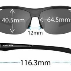 Tifosi Optics Tifosi Intense Sunglasses - Gloss Black / Smoke -Cheap Bats Store TIF INTENSE GBS Tifosi Intense Sunglasses Gloss Black Smoke Front with Dimensions
