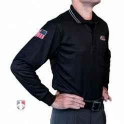 Illinois (IHSA) Long Sleeve Umpire Shirt - Black -Cheap Bats Store USA301ILL BK Illinois IHSA Long Sleeve Umpire Shirt Black angled